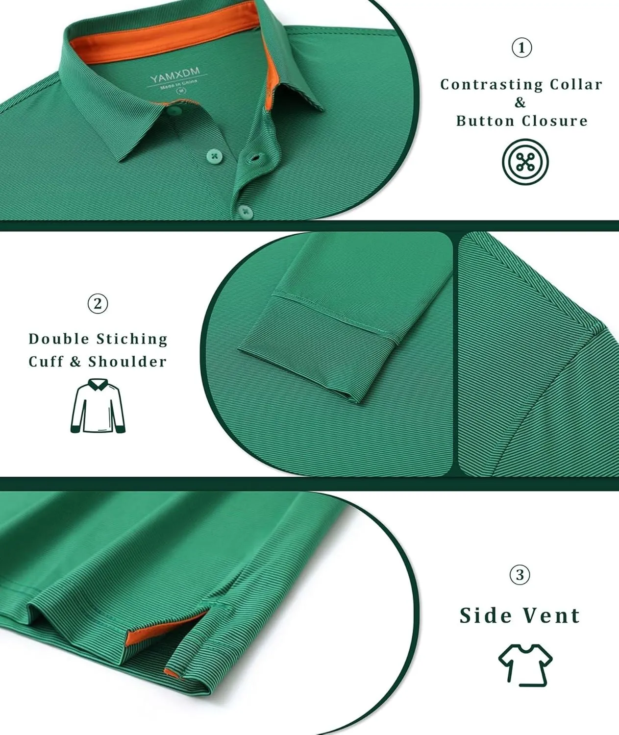 Mens Golf Shirts Long Sleeve Moisture Wicking Collared Work Business Casual Tennis Polo Shirts for Men