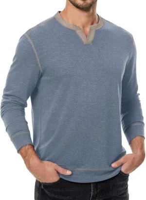 Mens Henley Long Sleeve Shirts Fall Lightweight Sweatshirts Casual V Neck Slim Fit Pullover T-Shirt