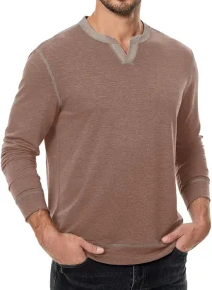 Mens Henley Long Sleeve Shirts Fall Lightweight Sweatshirts Casual V Neck Slim Fit Pullover T-Shirt