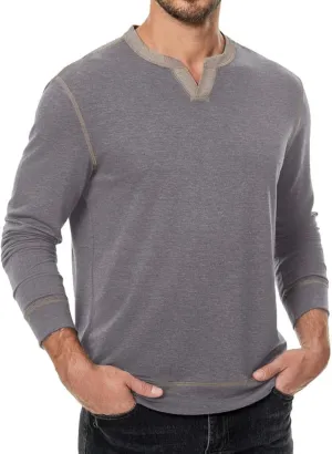 Mens Henley Long Sleeve Shirts Fall Lightweight Sweatshirts Casual V Neck Slim Fit Pullover T-Shirt