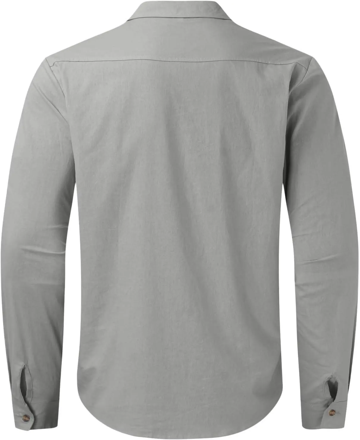 Mens Linen Shirt Long Sleeve Slim Fit Shirts with Fixed Collar Buttons Formal Business Blouses Summer Casual Tee Tops