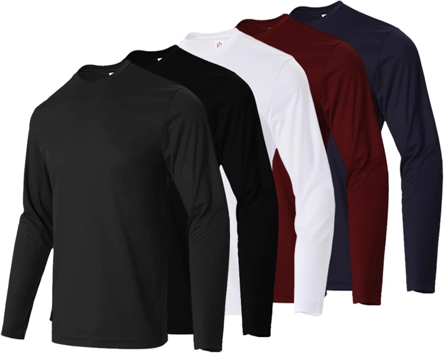 Mens Long Sleeve Shirts Casual Quick Dry Crew Neck Work Shirts Athletic Cycling Hiking T-Shirts 5 Pack