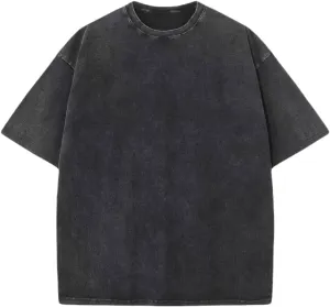 Men's Oversized Tshirts - Vintage Blotchy Faded Effect Cotton Tee Loose Fit Casual Gym Workout Shirts for Men