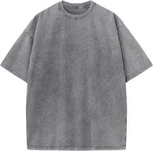 Men's Oversized Tshirts - Vintage Blotchy Faded Effect Cotton Tee Loose Fit Casual Gym Workout Shirts for Men