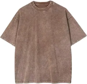 Men's Oversized Tshirts - Vintage Blotchy Faded Effect Cotton Tee Loose Fit Casual Gym Workout Shirts for Men