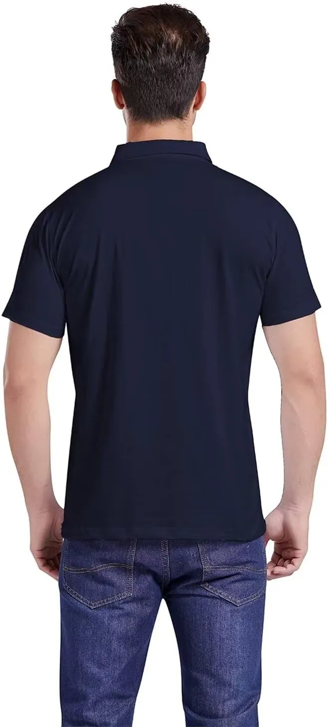 Mens Polo Shirts Cotton Regular Fit Solid Short Sleeve Polo Rugby Shirts with Collar