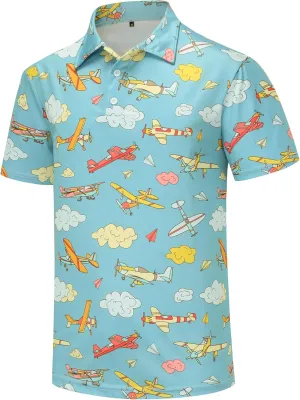 Men's Polo Shirts Funny Golf Shirts for Men Short Sleeve Hawaiian Print Performance Shirts