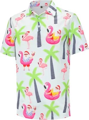 Men's Polo Shirts Funny Golf Shirts for Men Short Sleeve Hawaiian Print Performance Shirts