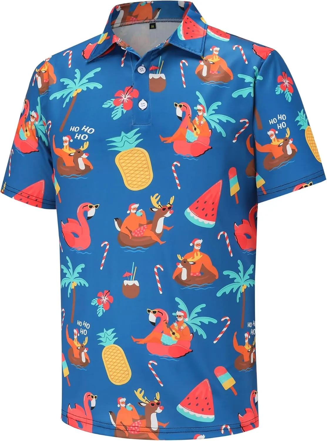 Men's Polo Shirts Funny Golf Shirts for Men Short Sleeve Hawaiian Print Performance Shirts