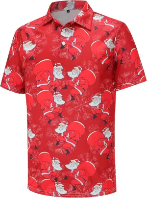 Men's Polo Shirts Funny Golf Shirts for Men Short Sleeve Hawaiian Print Performance Shirts