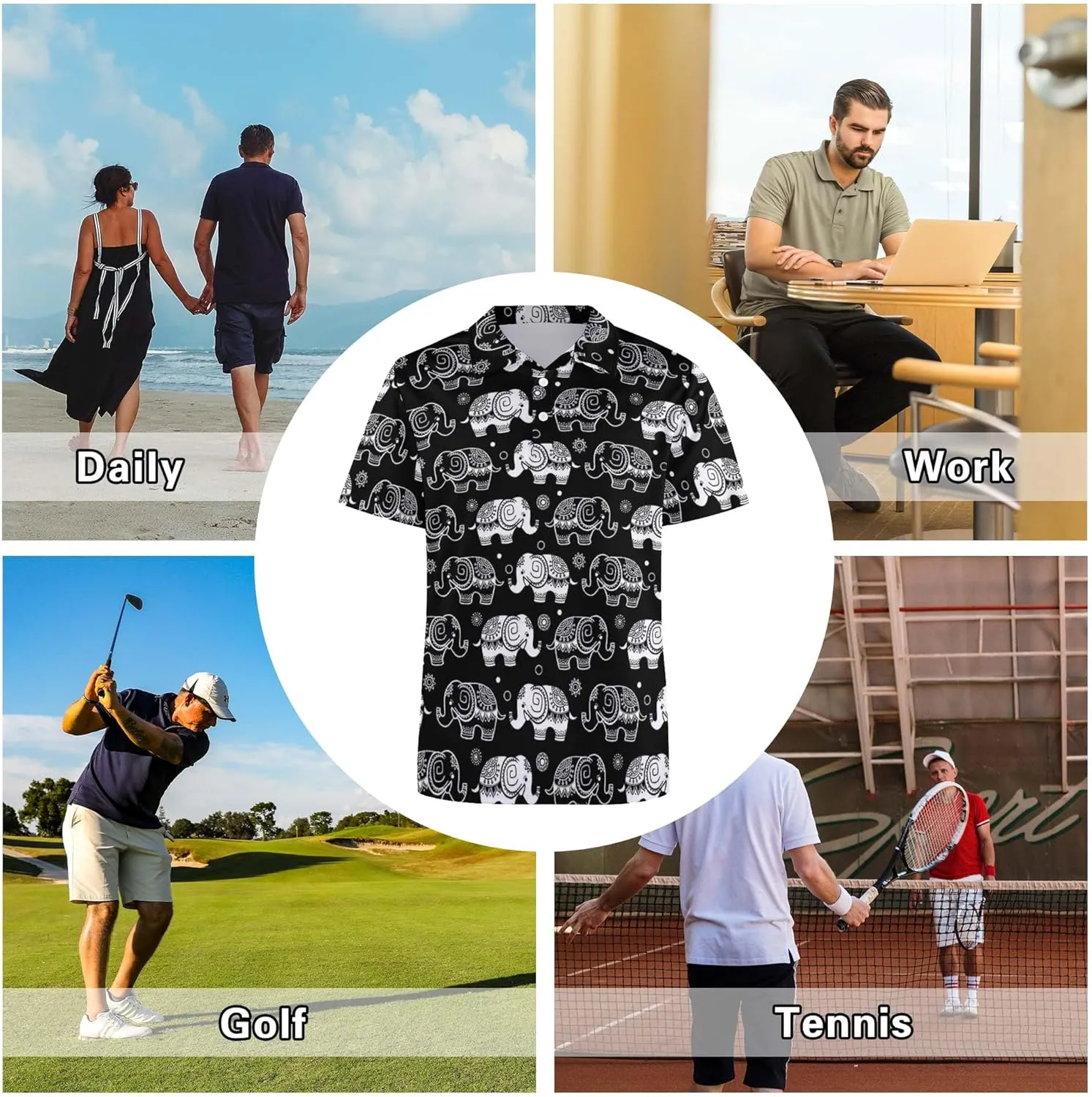 Men's Polo Shirts Short Sleeve Golf Polo Shirts Collared Tennis T-Shirt Golf Shirts for Men