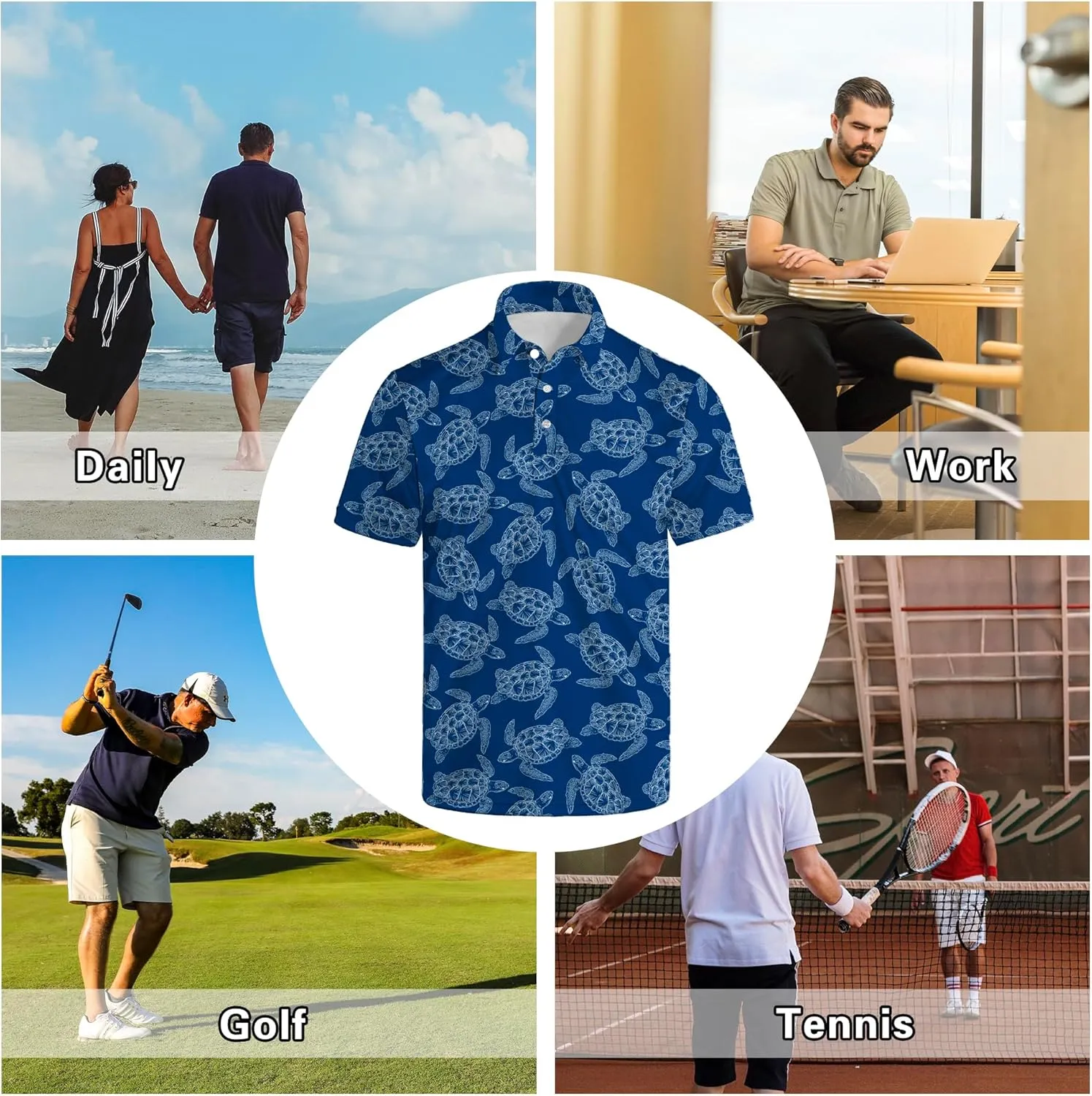 Men's Polo Shirts Short Sleeve Golf Polo Shirts Collared Tennis T-Shirt Golf Shirts for Men