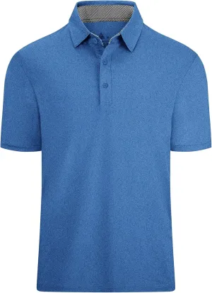 Men's Polo Shirts Short Sleeve Moisture Wicking Performance Golf Shirts Collared Lightweight Casual T-Shirt Athletic