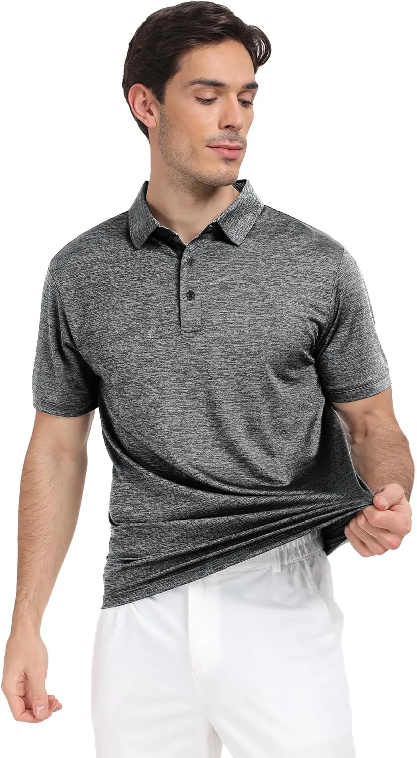Men's Polo Shirts Short Sleeve Moisture Wicking Performance Golf Shirts Collared Lightweight Casual T-Shirt Athletic