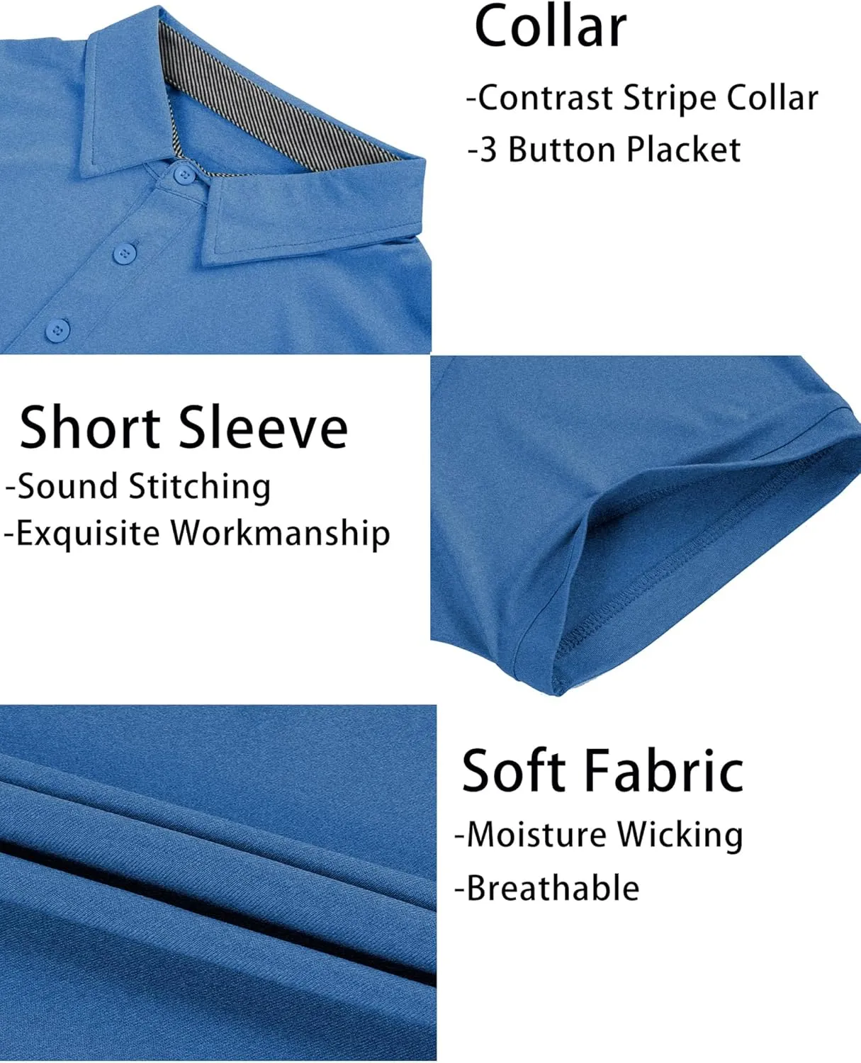 Men's Polo Shirts Short Sleeve Moisture Wicking Performance Golf Shirts Collared Lightweight Casual T-Shirt Athletic