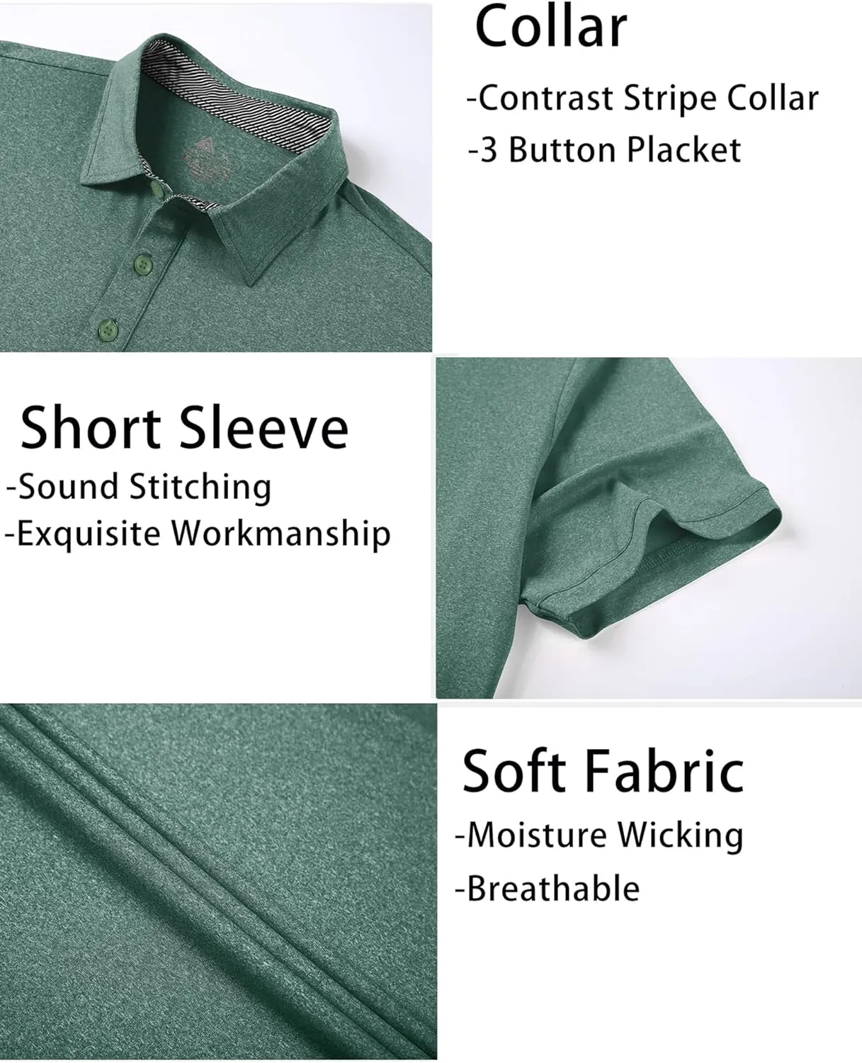 Men's Polo Shirts Short Sleeve Moisture Wicking Performance Golf Shirts Collared Lightweight Casual T-Shirt Athletic