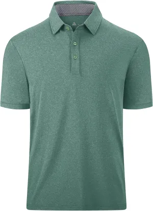 Men's Polo Shirts Short Sleeve Moisture Wicking Performance Golf Shirts Collared Lightweight Casual T-Shirt Athletic