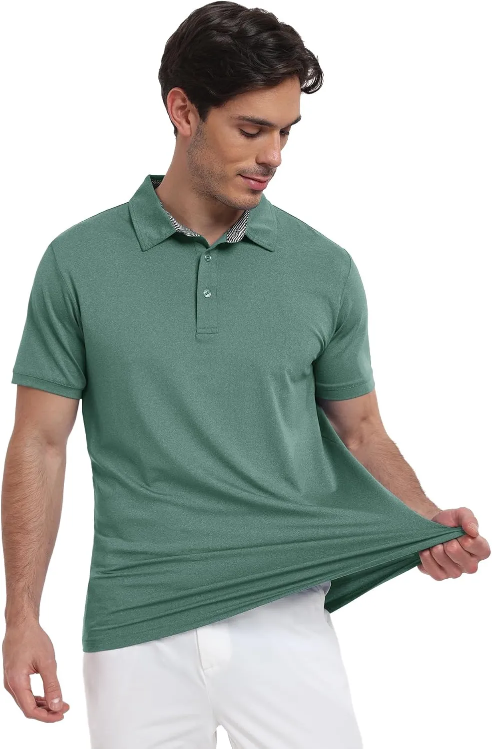 Men's Polo Shirts Short Sleeve Moisture Wicking Performance Golf Shirts Collared Lightweight Casual T-Shirt Athletic