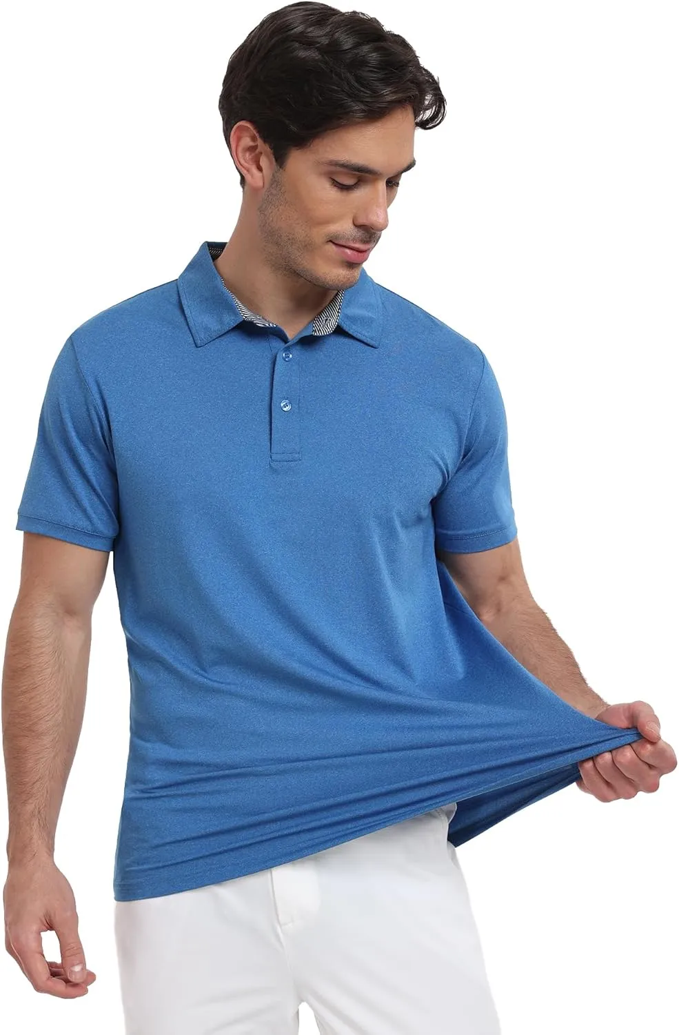 Men's Polo Shirts Short Sleeve Moisture Wicking Performance Golf Shirts Collared Lightweight Casual T-Shirt Athletic