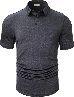 Mens Quick Dry Performance Golf Polo Shirts Short Sleeve Summer Casual Athletic Collared Shirt