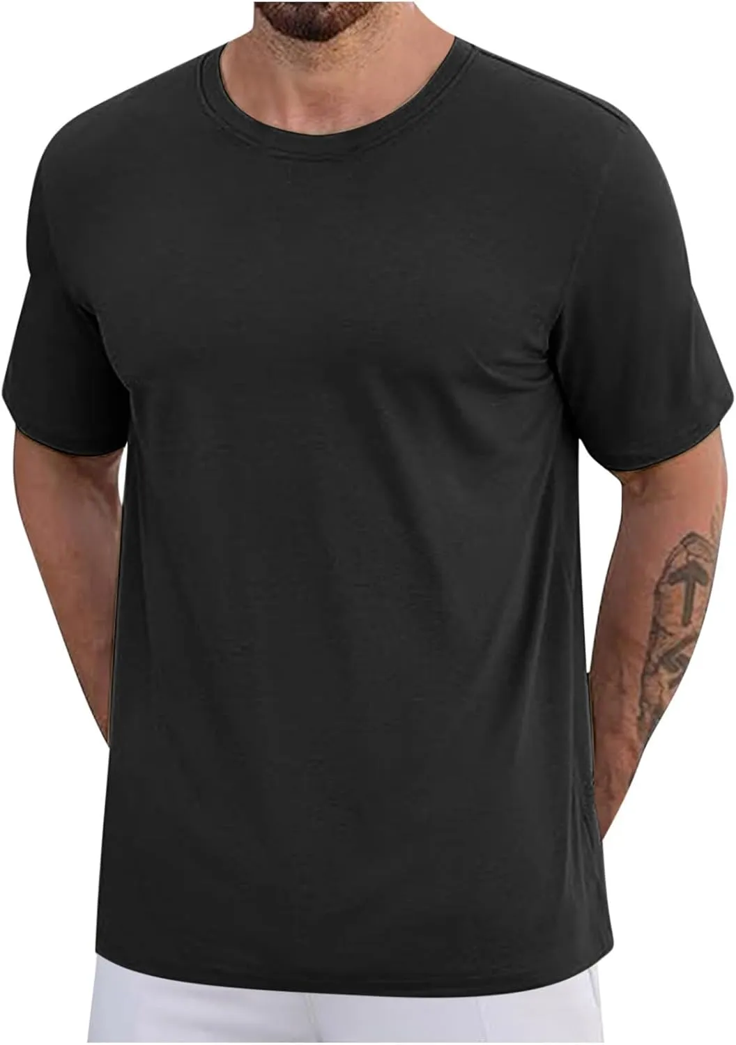 Men's Quick Dry Short Sleeve T Shirt Cotton Summer Casual Crewneck Lightweight Tee Shirts Workout Athletic Tops