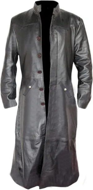 Mens Sexy Real Leather Long Trench Coat Matrix Goth Coats Gothic Style