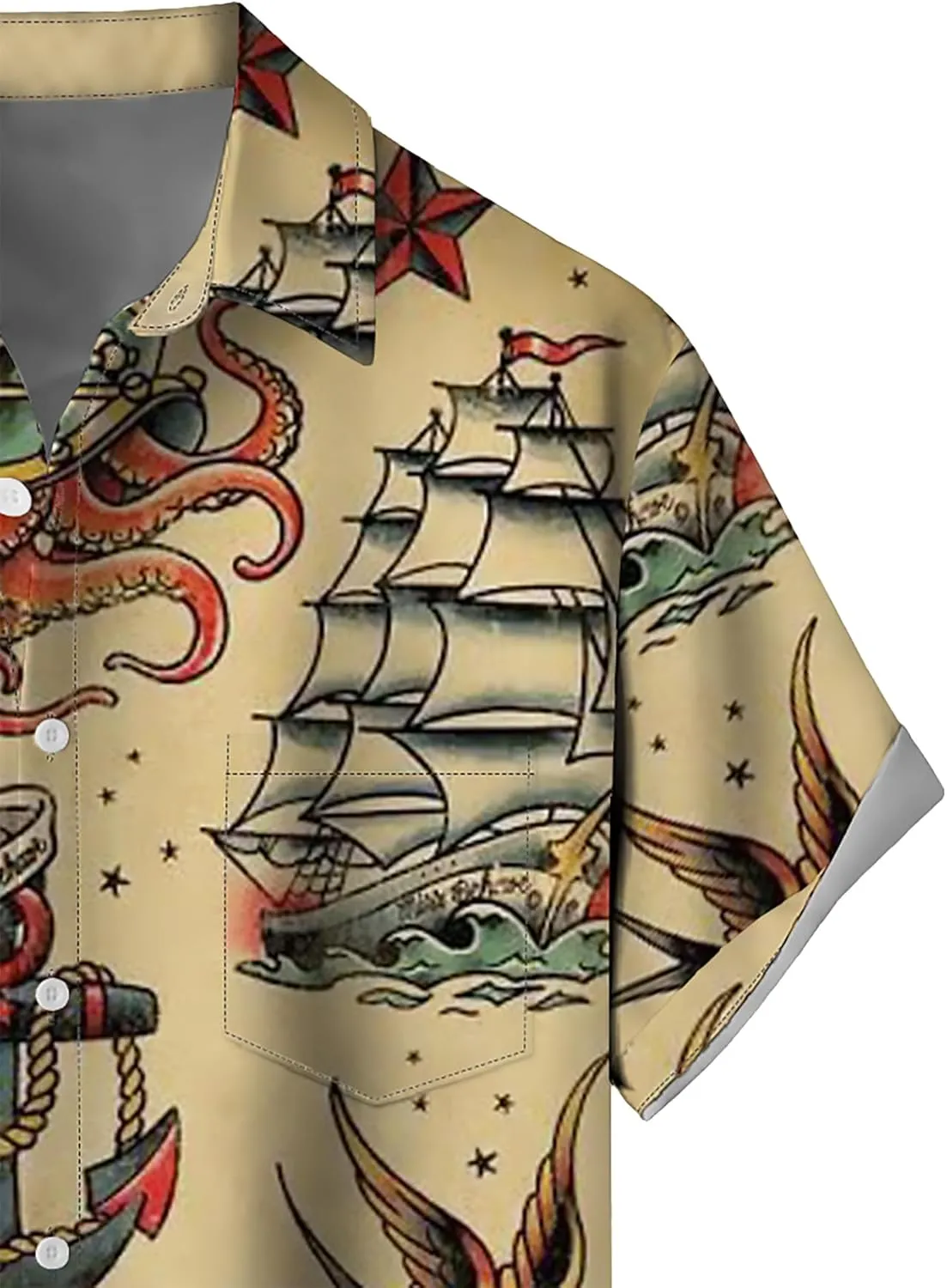 Mens Short Sleeve Button Down Shirts Casual Printed Button Up Shirts Hawaiian