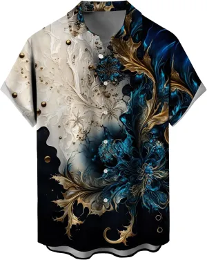 Mens Short Sleeve Button Down Shirts Casual Printed Button Up Shirts Hawaiian