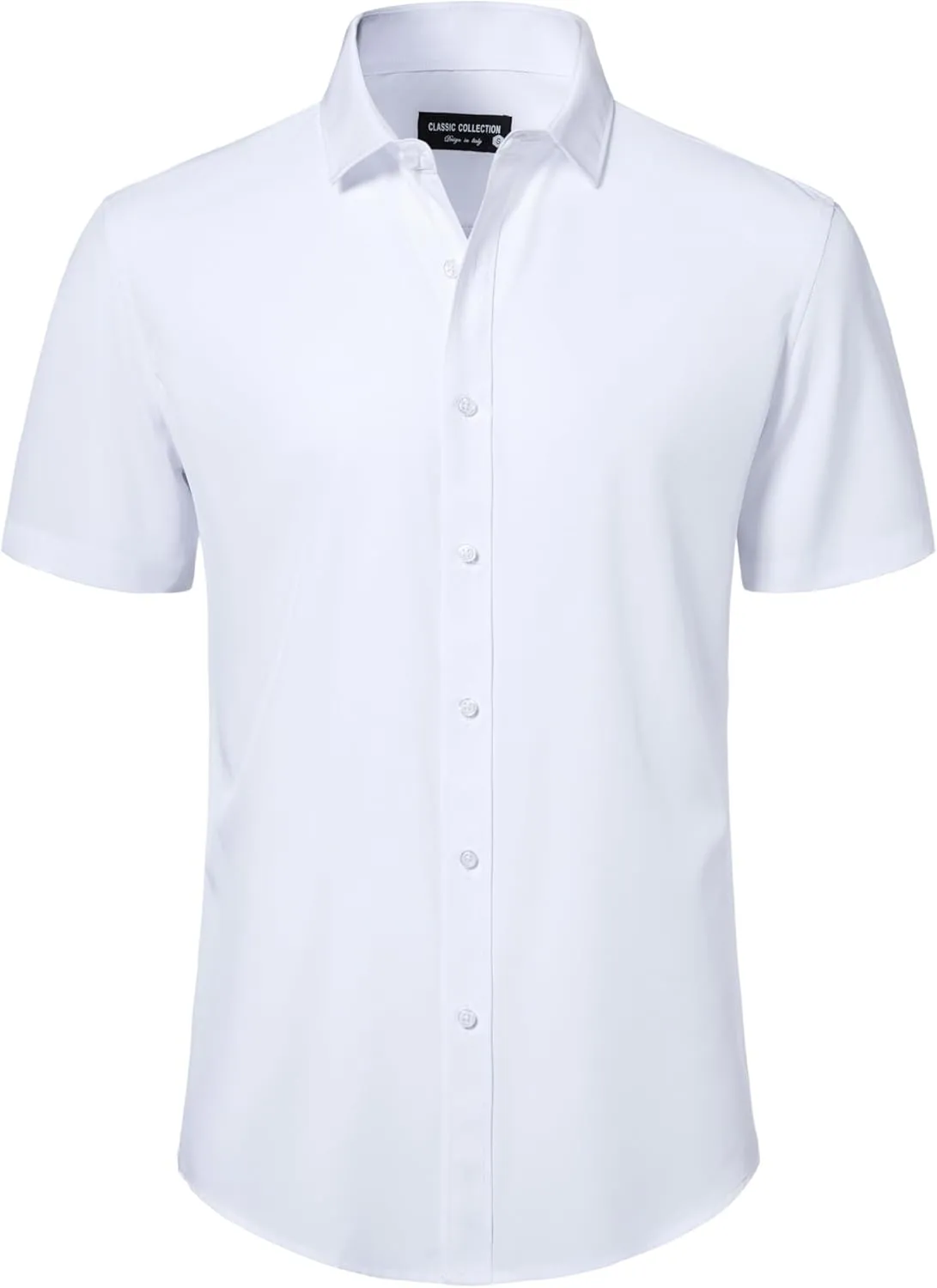 Mens Short Sleeve Dress Shirts Stretch Button Down Wrinkle Free Casual Solid Formal Shirt for Summer Business Wedding