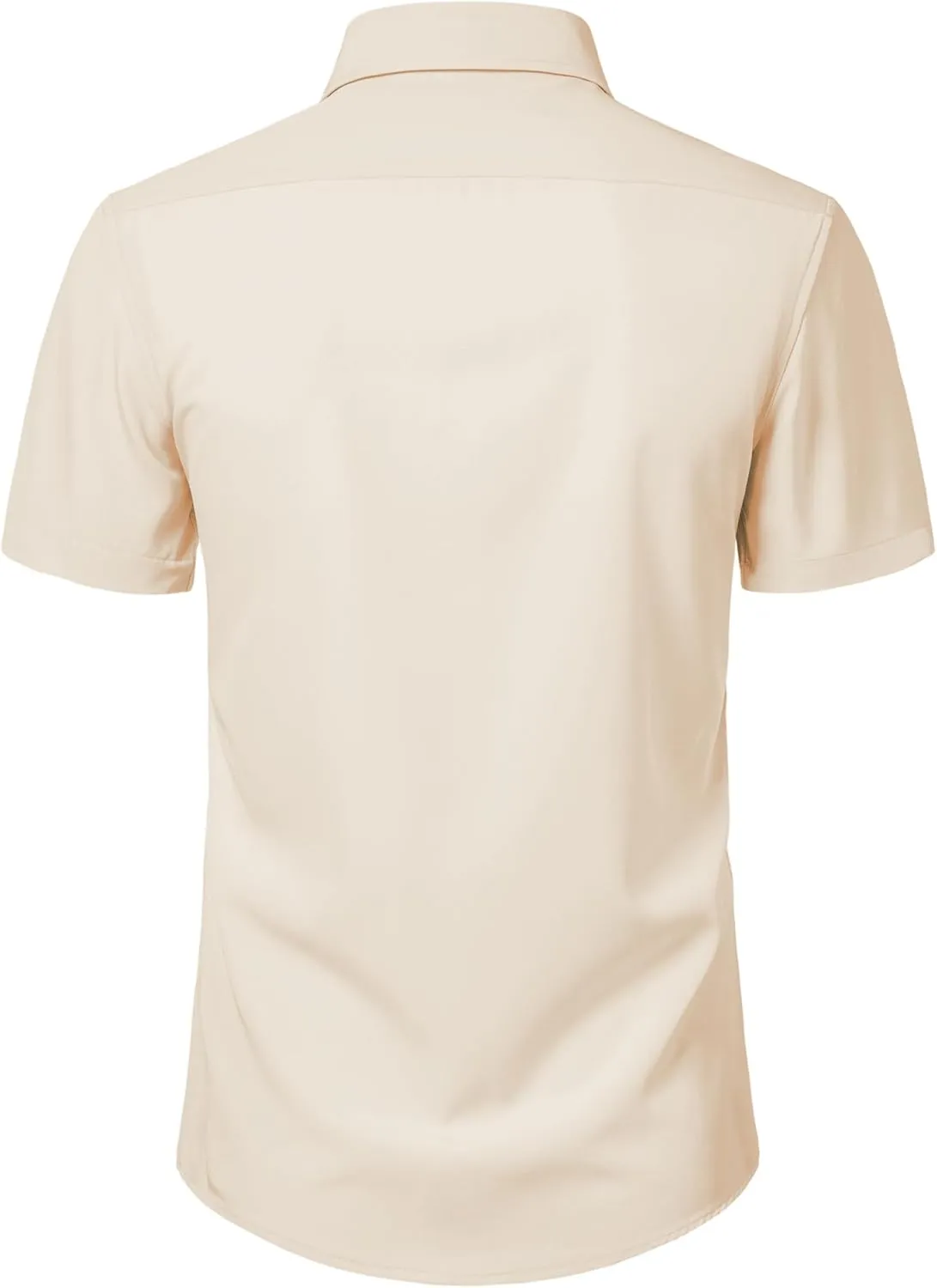 Mens Short Sleeve Dress Shirts Stretch Button Down Wrinkle Free Casual Solid Formal Shirt for Summer Business Wedding