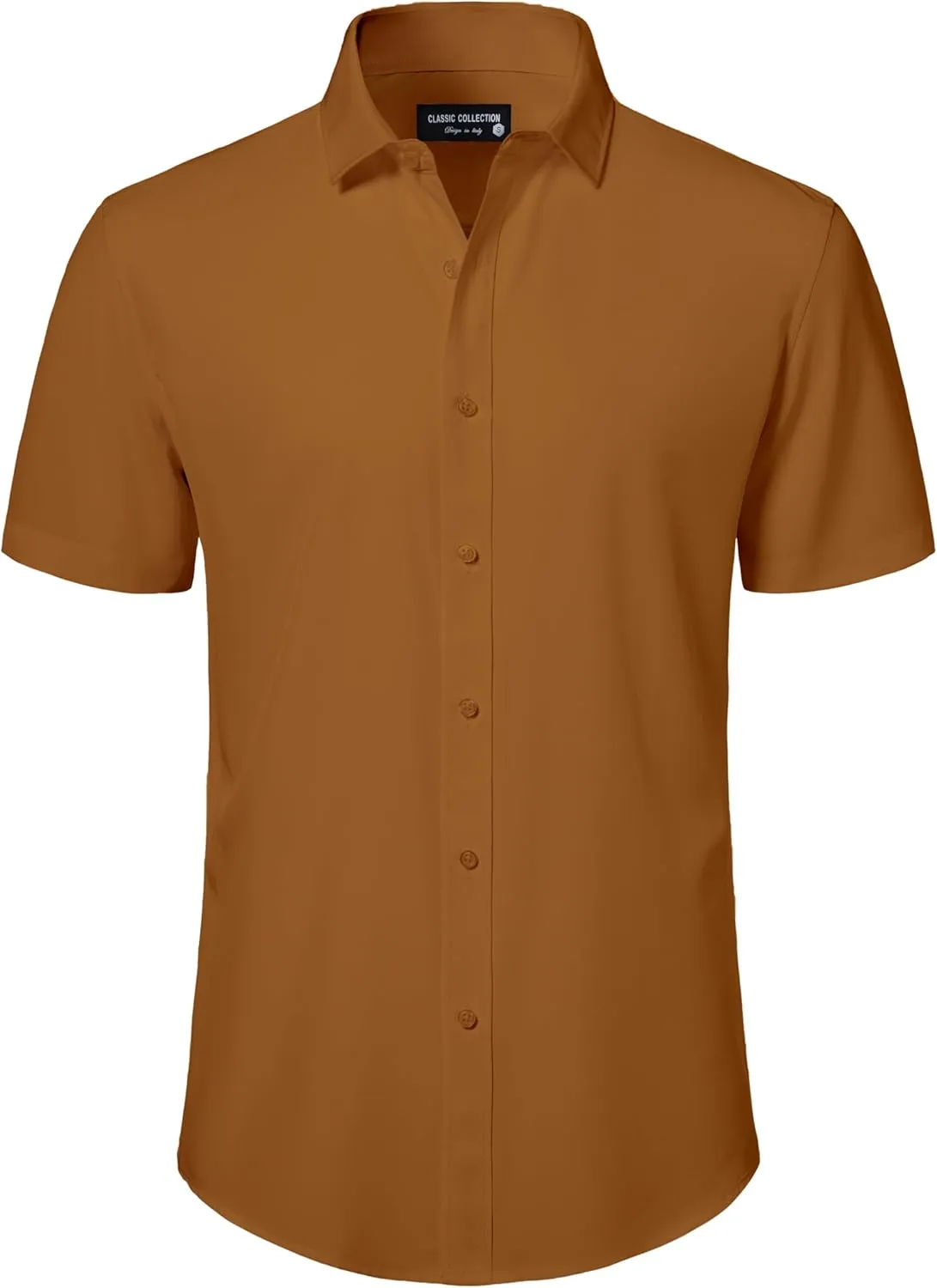Mens Short Sleeve Dress Shirts Stretch Button Down Wrinkle Free Casual Solid Formal Shirt for Summer Business Wedding