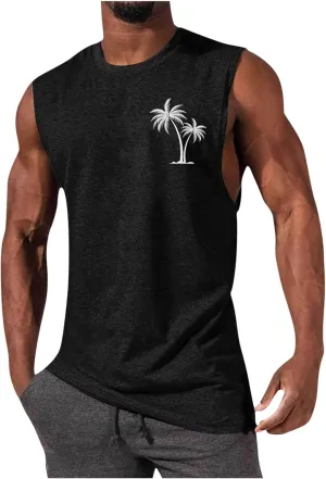 Men's Sleeveless Workout Swim Shirt Quick Dry Athletic Running Gym Muscle Beach Tank Top Cut Off Undershirts Vest