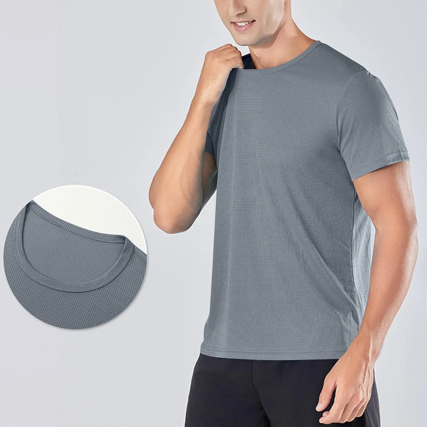 Men's Summer T-Shirts Casual Gym Moisture Wicking Shirts Stretch Quick Dry Workout Tshirts Hiking Athletic Shirt