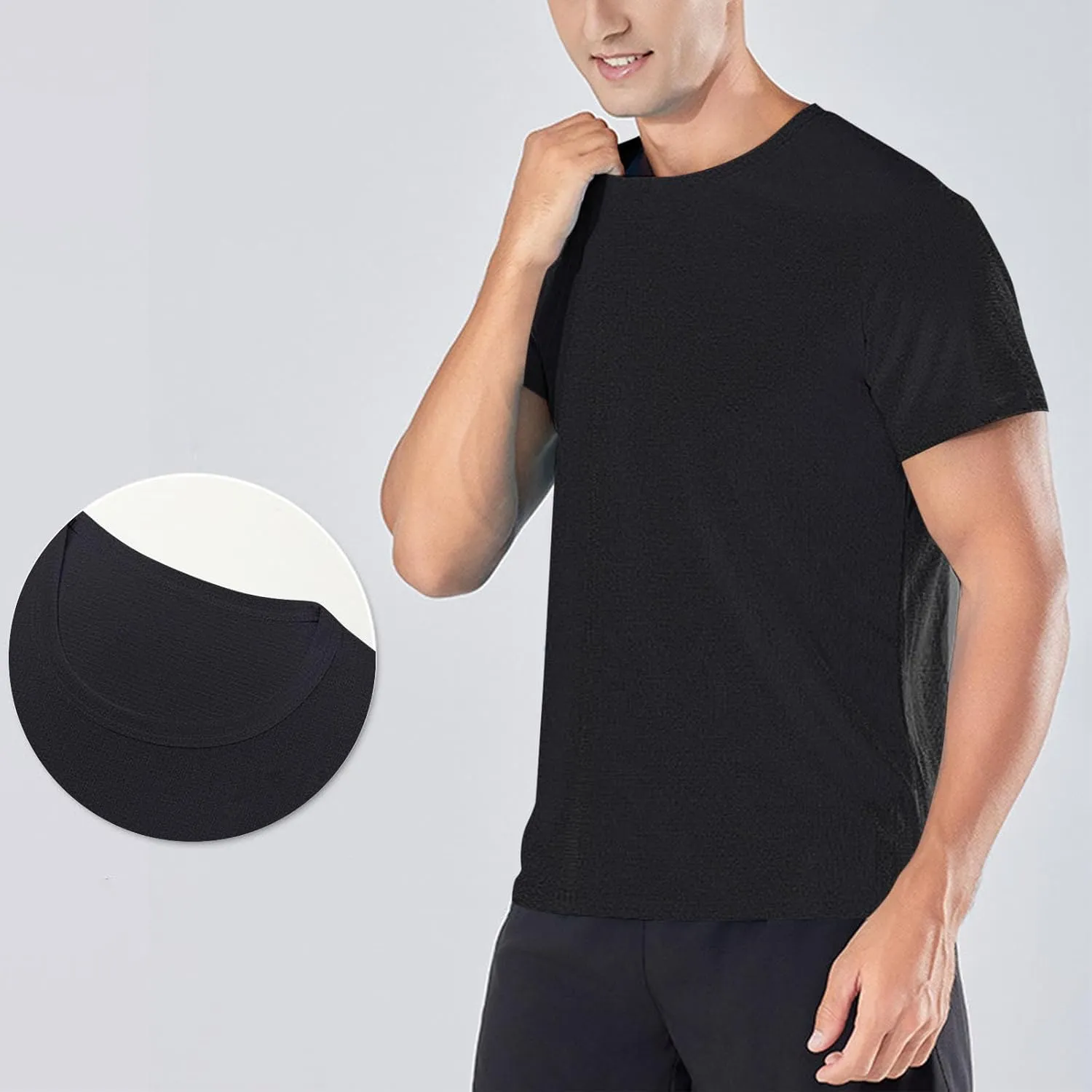Men's Summer T-Shirts Casual Gym Moisture Wicking Shirts Stretch Quick Dry Workout Tshirts Hiking Athletic Shirt