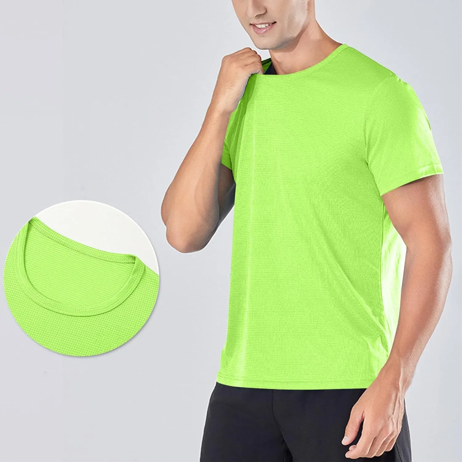 Men's Summer T-Shirts Casual Gym Moisture Wicking Shirts Stretch Quick Dry Workout Tshirts Hiking Athletic Shirt