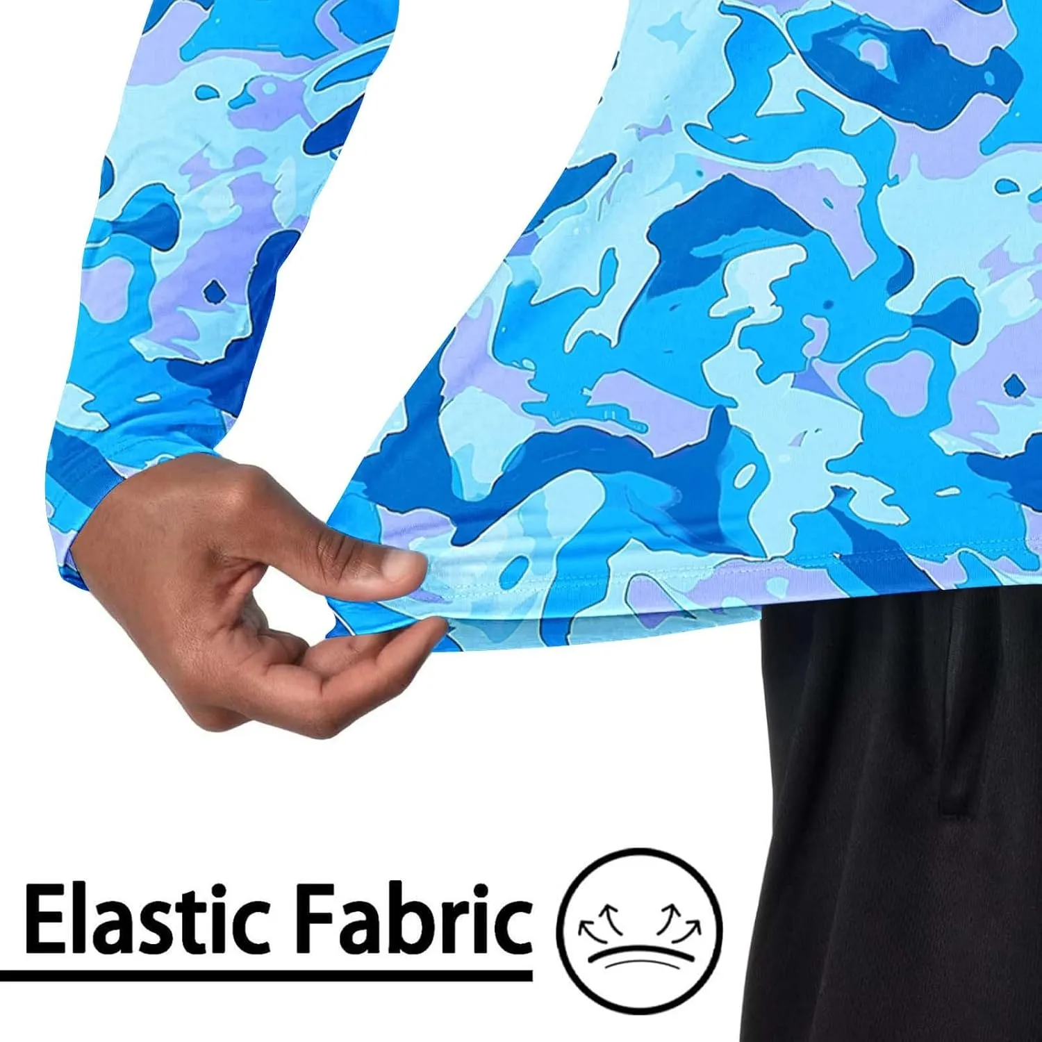 Men's Sun Protection Hoodie Shirt UPF 50  Long Sleeve Rash Guard Outdoor Fishing Lightweight Camo Quick Dry UV Shirts