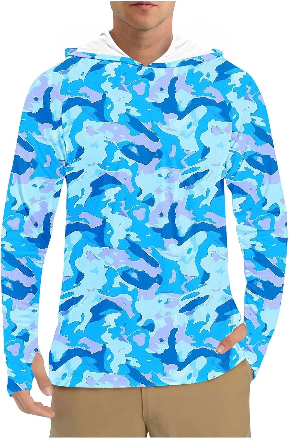 Men's Sun Protection Hoodie Shirt UPF 50  Long Sleeve Rash Guard Outdoor Fishing Lightweight Camo Quick Dry UV Shirts