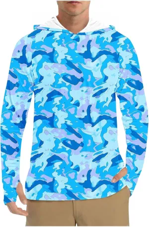 Men's Sun Protection Hoodie Shirt UPF 50  Long Sleeve Rash Guard Outdoor Fishing Lightweight Camo Quick Dry UV Shirts