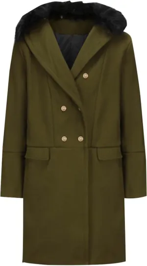 Men's Trench Coat Double Breasted Pea Coat Faux Fur Collar Long Coat Long Sleeve Lapel Overcoat Warm Winter Outwear