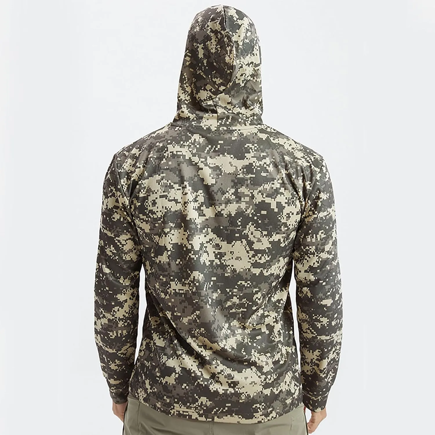 Mens UPF 50  Hoodie Rash Guard Sun Protection UV Shirt Tactical Camo Shirt Summer Long Sleeve Quick Dry Lightweight