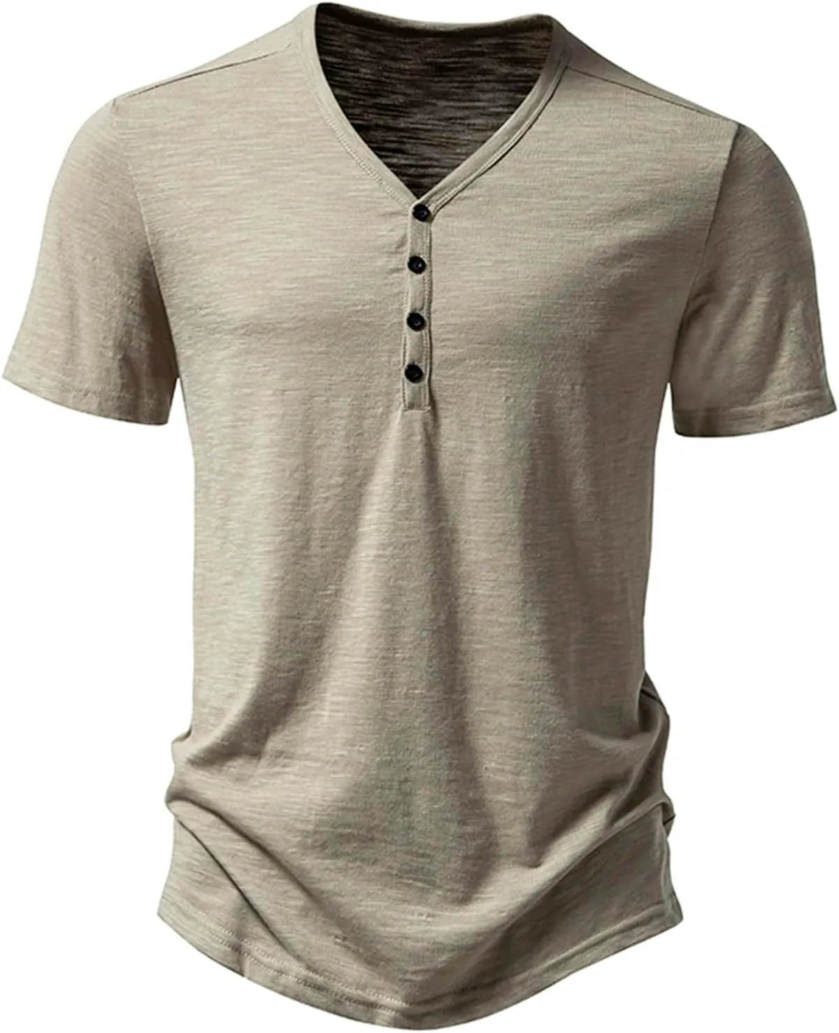 Men's V Neck Henley T-Shirts Classic Comfort Soft Regular Fit Short Sleeve Three Buttons Tops Quick Dry Sports Tees