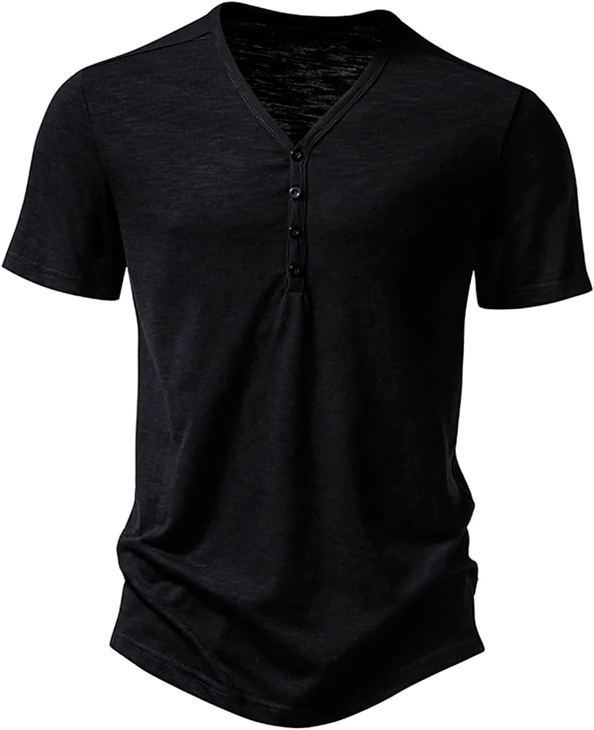 Men's V Neck Henley T-Shirts Classic Comfort Soft Regular Fit Short Sleeve Three Buttons Tops Quick Dry Sports Tees