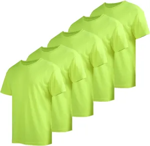 Men's Workout Running Shirts Crew Neck Short Sleeve T-Shirts Athletic Quick Dry Gym Shirts 5 Pack