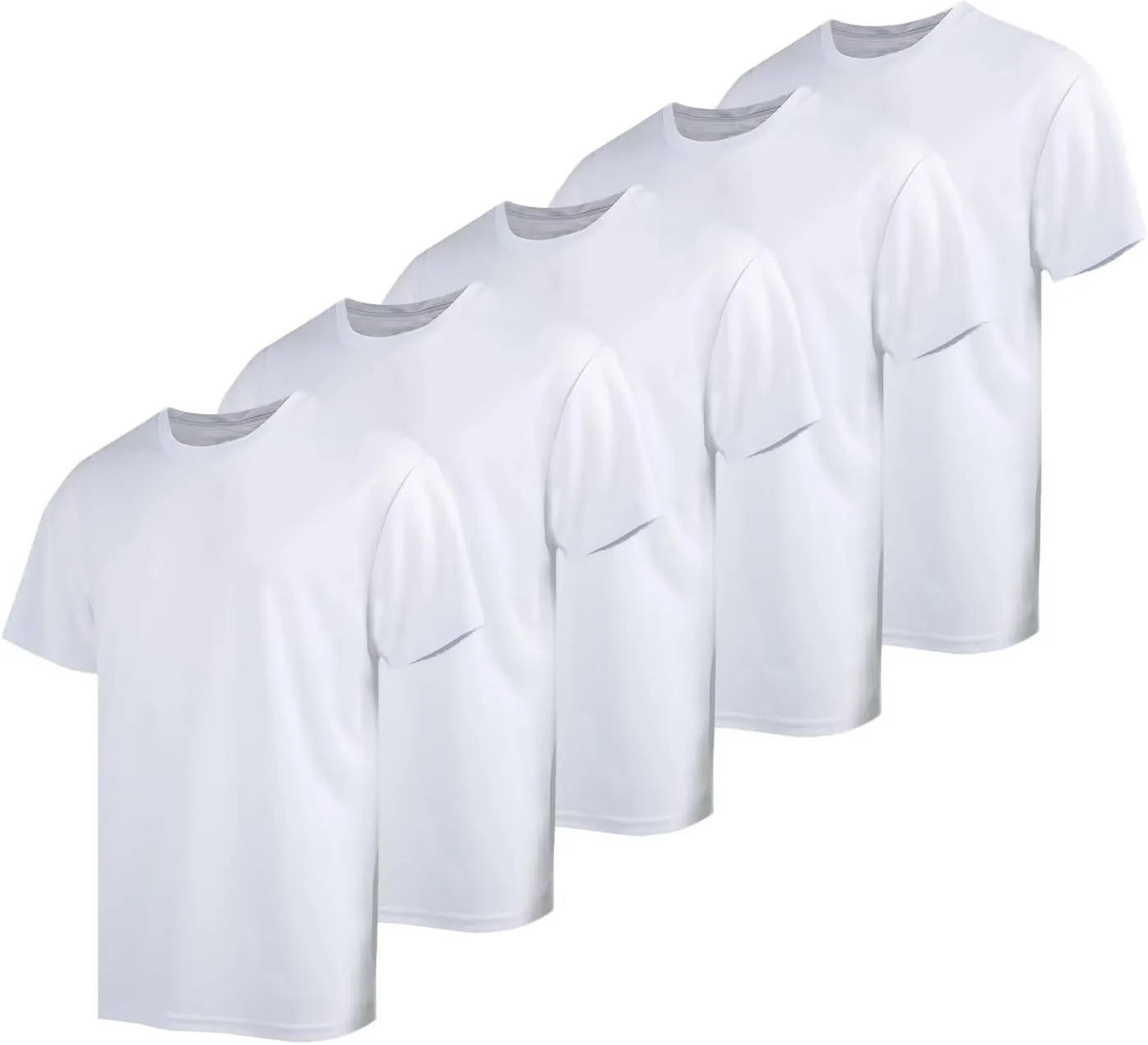 Men's Workout Running Shirts Crew Neck Short Sleeve T-Shirts Athletic Quick Dry Gym Shirts 5 Pack