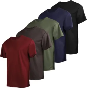 Men's Workout Running Shirts Crew Neck Short Sleeve T-Shirts Athletic Quick Dry Gym Shirts 5 Pack