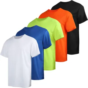 Men's Workout Running Shirts Crew Neck Short Sleeve T-Shirts Athletic Quick Dry Gym Shirts 5 Pack