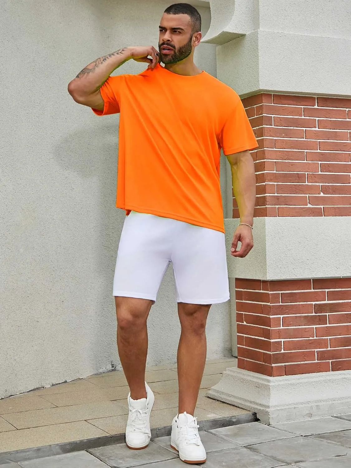 Men's Workout Running Shirts Crew Neck Short Sleeve T-Shirts Athletic Quick Dry Gym Shirts 5 Pack