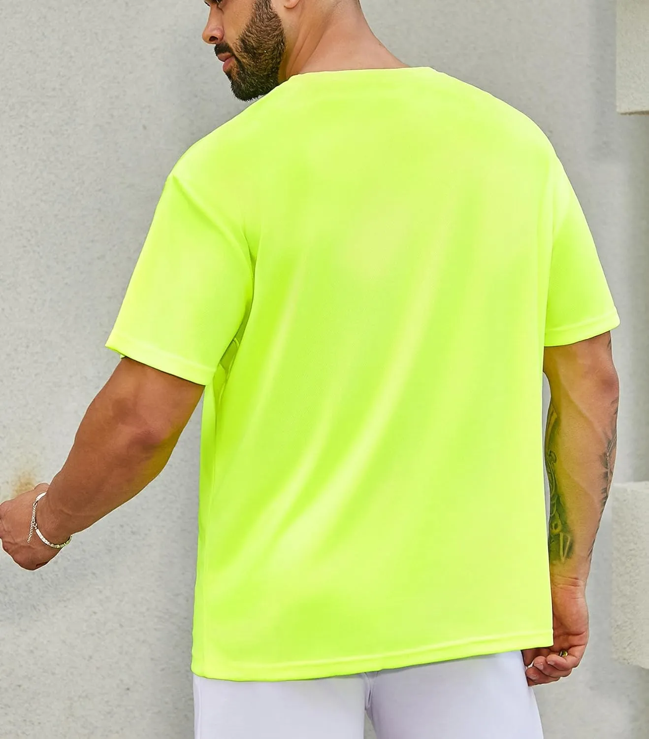 Men's Workout Running Shirts Crew Neck Short Sleeve T-Shirts Athletic Quick Dry Gym Shirts 5 Pack