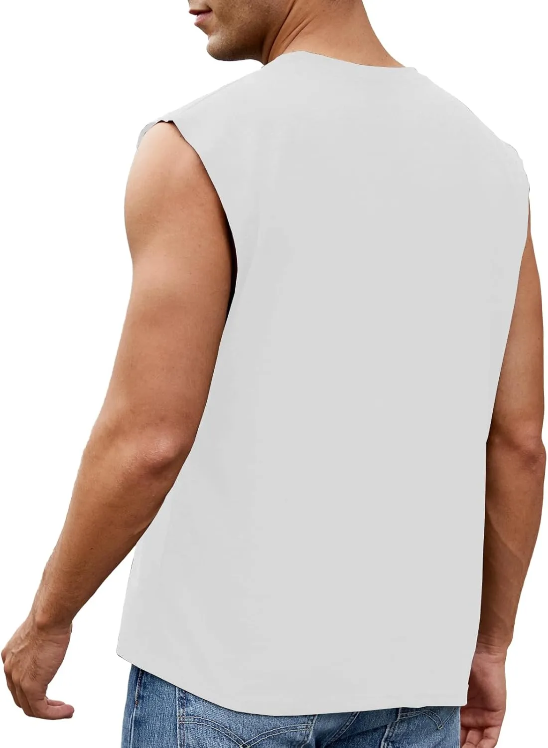 Men's Workout Tank Tops Casual Loose Fit Sleeveless Shirts Gym Muscle T-Shirts with Letter Graphic