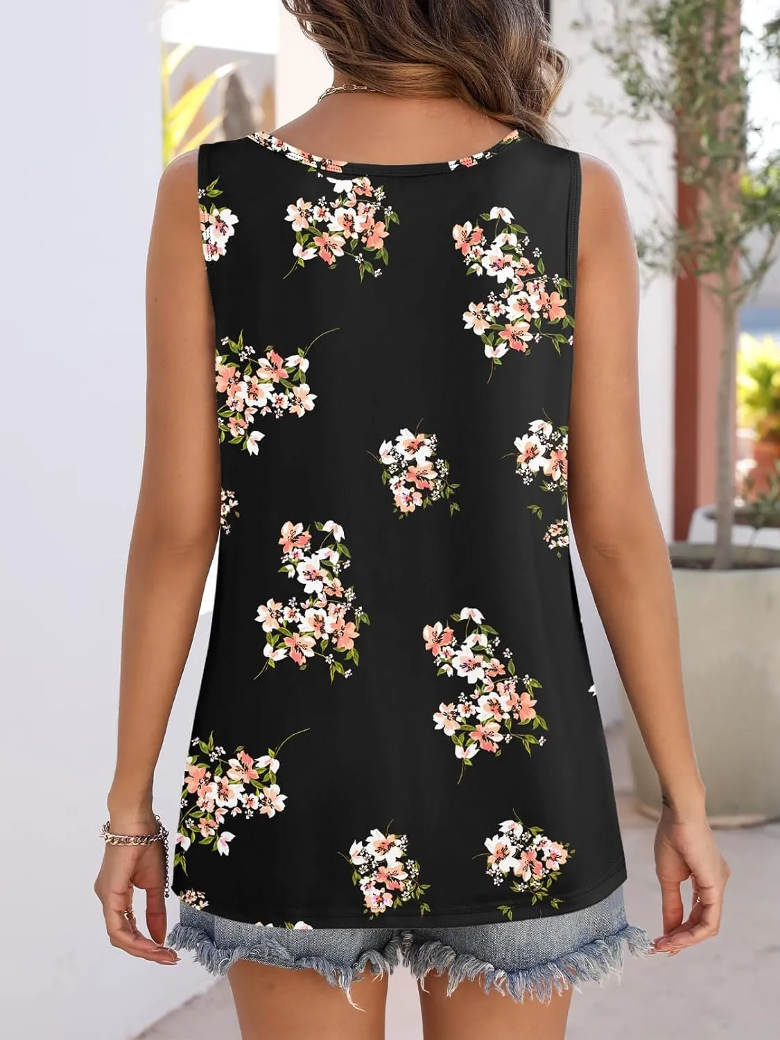 MEROKEETY Women's Summer Floral Tank Tops 2025 Vacation Boho Casual Loose Beach Sleevless Shirts